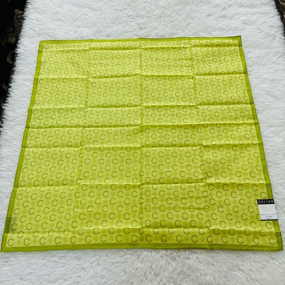 CELINE C Logomania Monogram 100% Cotton Square Bandanna/ Scarf Size 23” x 23” - Picture 9 of 16